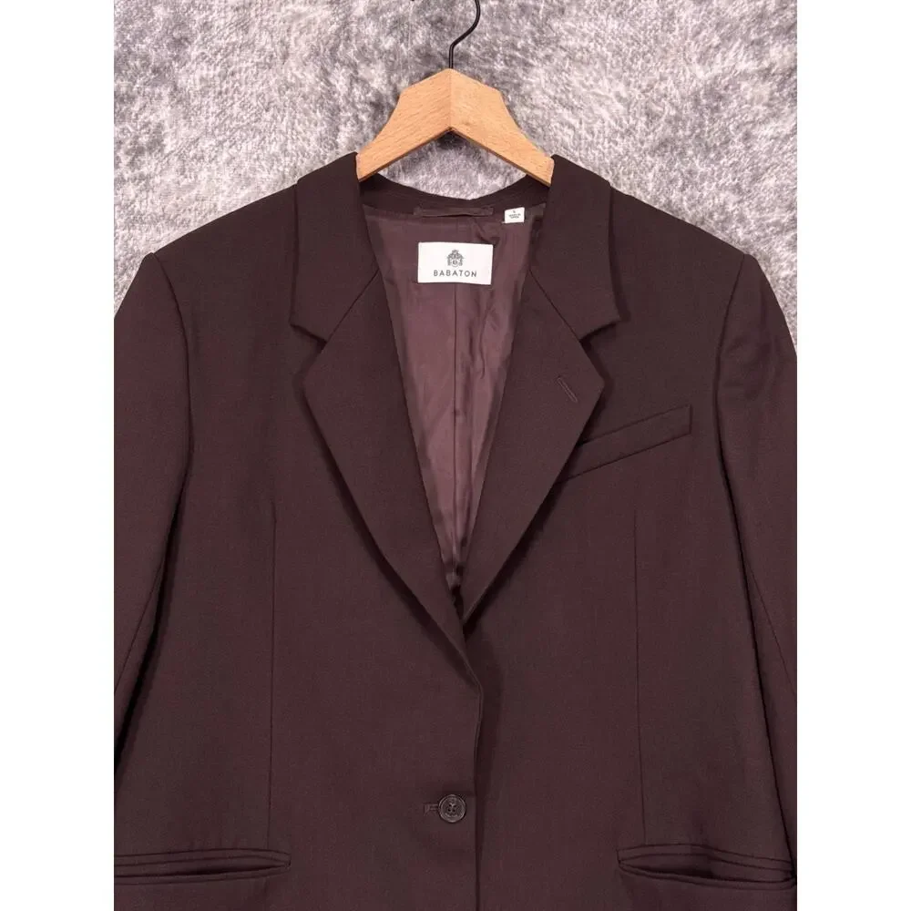 Aritzia Agency Blazer Large Womens Babaton Wool Twill Oversized Chocolate Brown